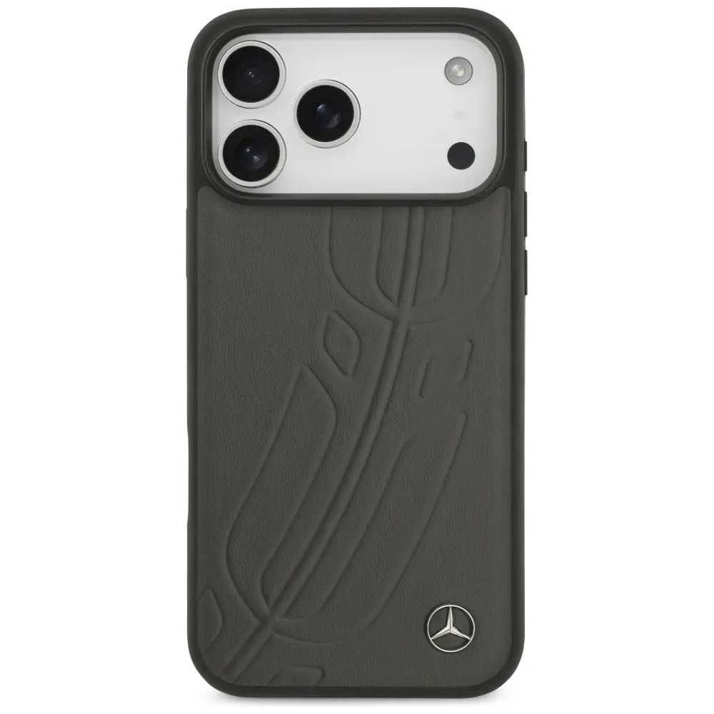 Etui Mercedes Leather Large Laurel Leave MagSafe do Apple iPhone 17 Pro Max antracyt
