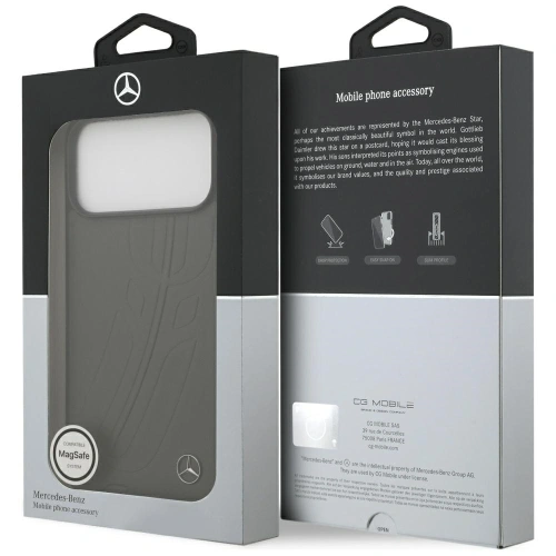 Etui Mercedes Leather Large Laurel Leave MagSafe do Apple iPhone 17 Pro Max antracyt