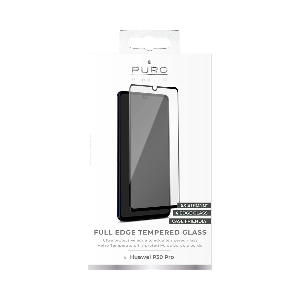 Hurtownia GSM - Sklo tvrzené PURO Premium Full Edge Tempered Glass Case Friendly Huawei P30 Pro (černý rám) - PUR033BLK - {ean13} - Hurt