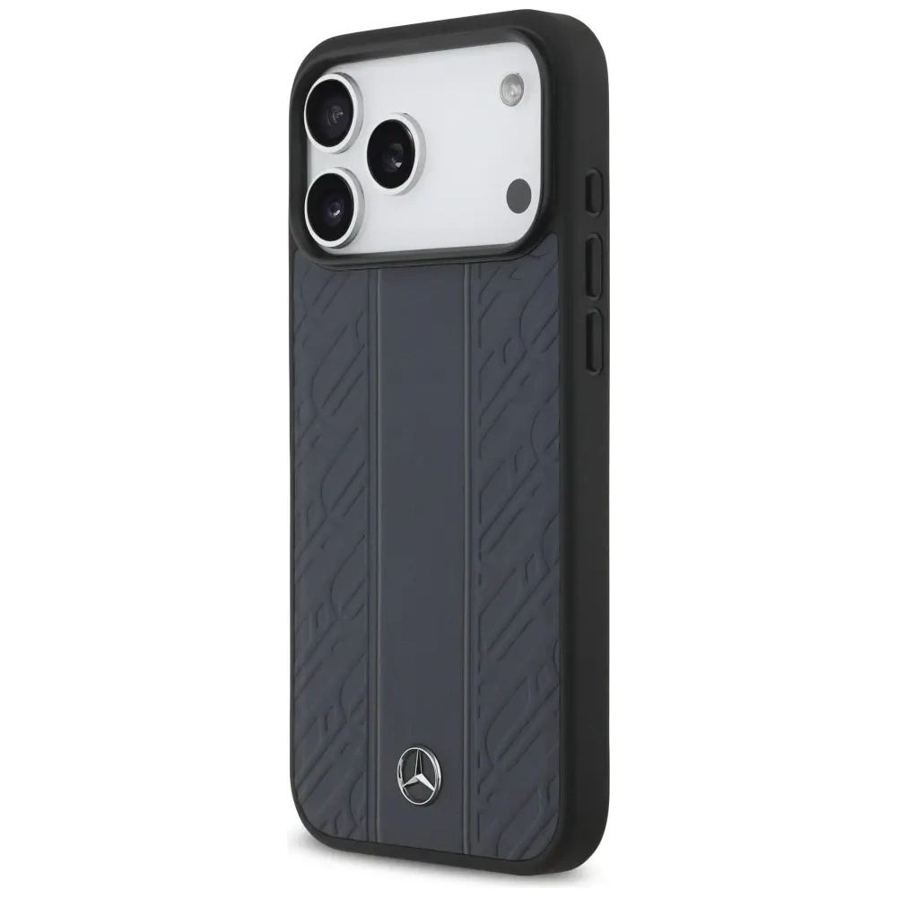 Etui Mercedes Leather Laurel Leaves Stripes MagSafe do Apple iPhone 17 Pro Max niebieski