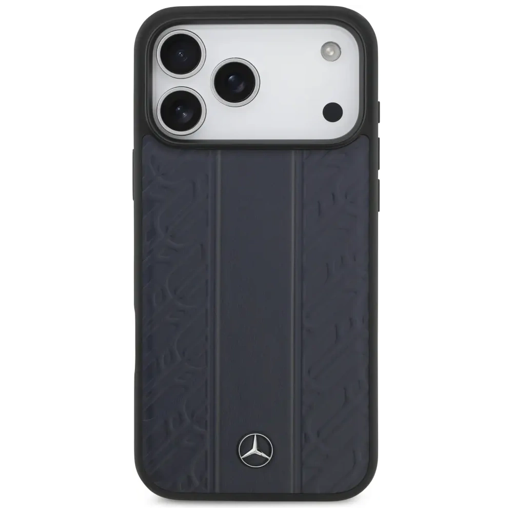Etui Mercedes Leather Laurel Leaves Stripes MagSafe do Apple iPhone 17 Pro Max niebieski