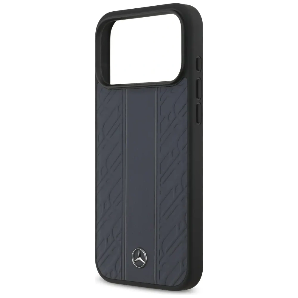Etui Mercedes Leather Laurel Leaves Stripes MagSafe do Apple iPhone 17 Pro Max niebieski