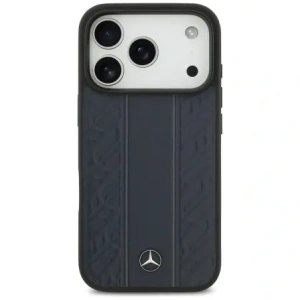 Etui Mercedes Leather Laurel Leaves Stripes MagSafe do Apple iPhone 17 Pro niebieski