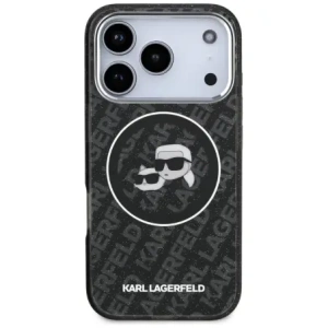 Etui Karl Lagerfeld IML Glitter Karl & Choupette Heads Logo MagSafe do Apple iPhone 17 Pro czarny