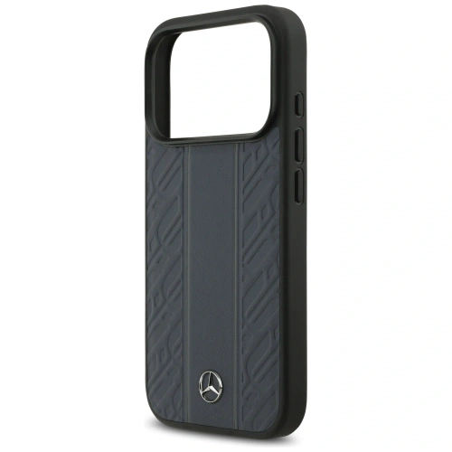 Etui Mercedes Leather Laurel Leaves Stripes MagSafe do Apple iPhone 17 Pro niebieski