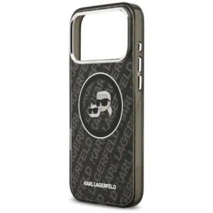 Etui Karl Lagerfeld IML Glitter Karl & Choupette Heads Logo MagSafe do Apple iPhone 17 Pro Max czarny