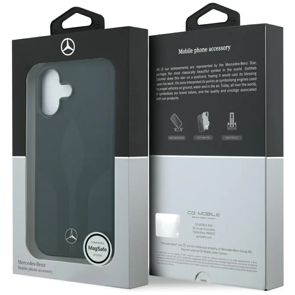 Etui Mercedes Leather The Move MagSafe do Apple iPhone 17 czarny