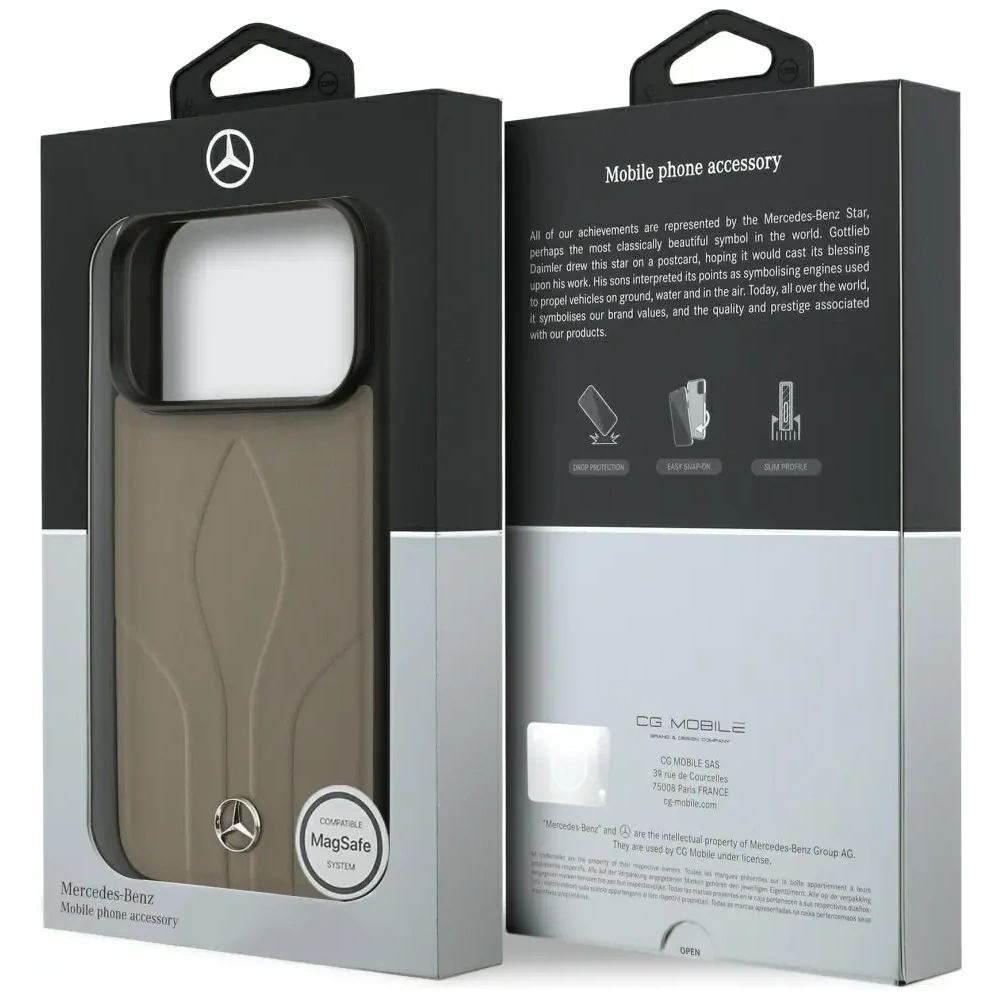 Etui Mercedes Leather The Move MagSafe do Apple iPhone 17 Pro taupe