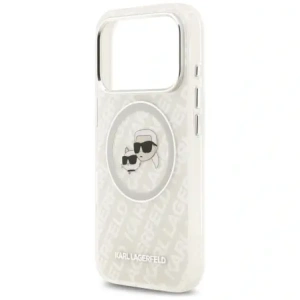Etui Karl Lagerfeld IML Glitter Karl & Choupette Heads Logo MagSafe do Apple iPhone 17 Pro Max szary