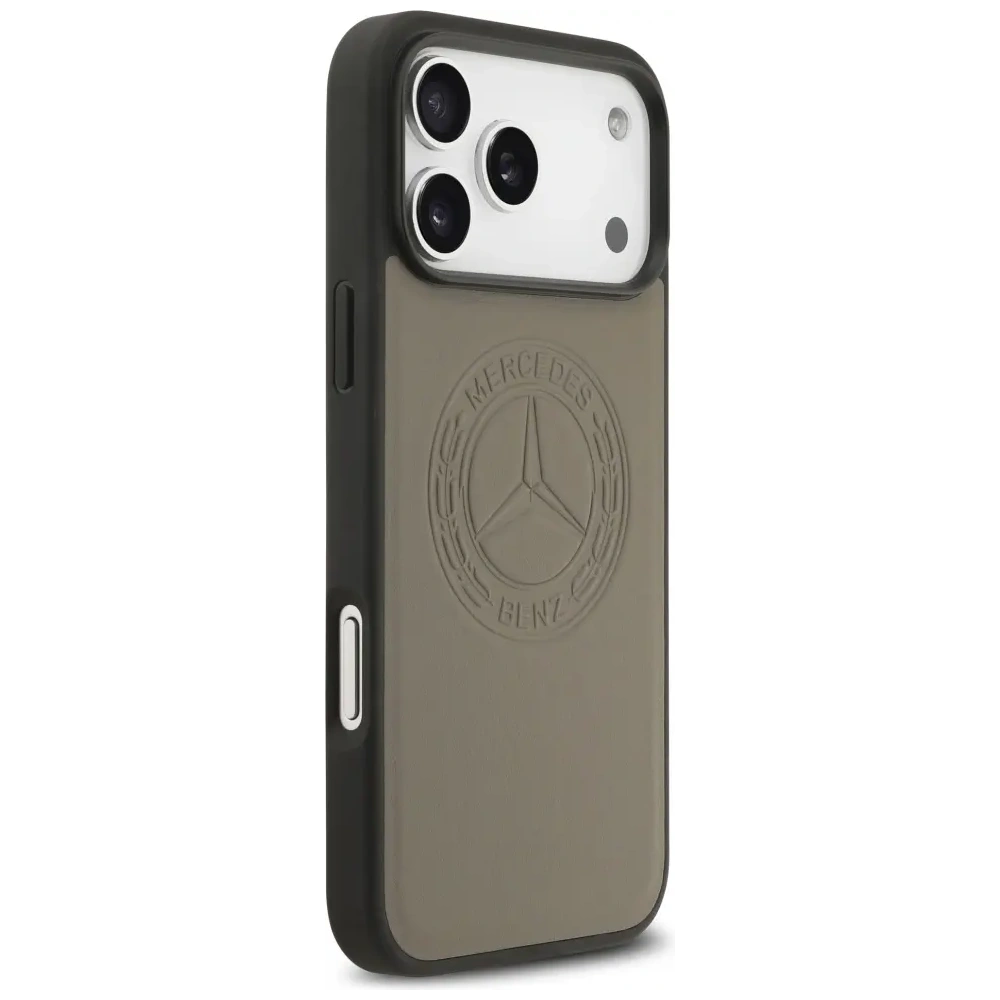 Etui Mercedes Leather Vintage Logo MagSafe do Apple iPhone 17 Pro Max taupe