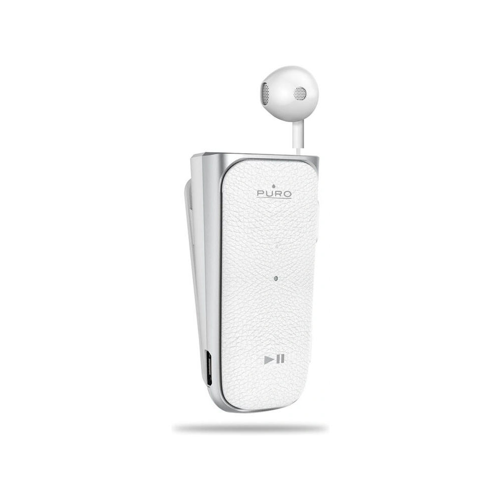 Hurtownia GSM - Vysouvací Bluetooth sluchátko PURO Pod Rollup s klipem (bílé) - PUR034WHT - {ean13} - Hurt