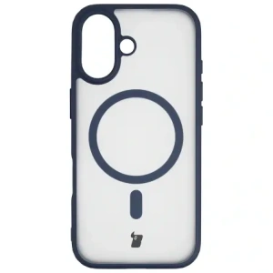 Etui z pierścieniem magnetycznym Bizon Case MatteO do Apple iPhone 17 przydymione-granatowe