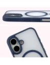 Etui z pierścieniem magnetycznym Bizon Case MatteO do Apple iPhone 17 przydymione-granatowe