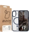 Etui z pierścieniem magnetycznym Bizon Case MatteO do Apple iPhone 17 przydymione-granatowe