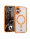Etui z pierścieniem magnetycznym Bizon Case MatteO do Apple iPhone 17 przydymione-pomarańczowe