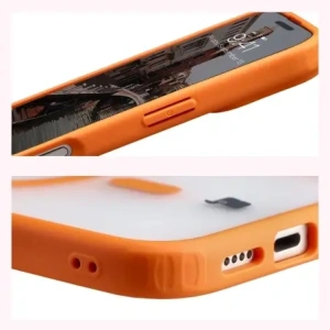 Etui z pierścieniem magnetycznym Bizon Case MatteO do Apple iPhone 17 przydymione-pomarańczowe