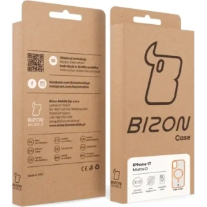 Etui z pierścieniem magnetycznym Bizon Case MatteO do Apple iPhone 17 przydymione-pomarańczowe