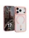 Etui z pierścieniem magnetycznym Bizon Case MatteO do Apple iPhone 17 Pro przydymione-jasnoróżowe