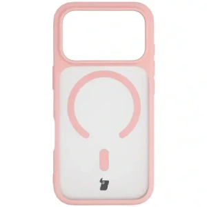 Etui z pierścieniem magnetycznym Bizon Case MatteO do Apple iPhone 17 Pro przydymione-jasnoróżowe