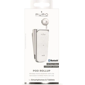 Hurtownia GSM - Ausziehbarer Bluetooth-Kopfhörer PURO Pod Rollup mit Clip (weiß) - PUR034WHT - {ean13} - Hurt