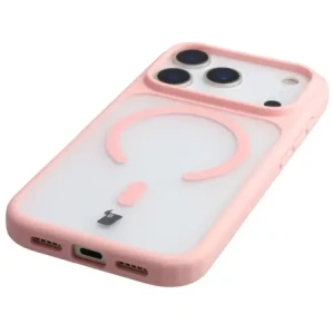 Etui z pierścieniem magnetycznym Bizon Case MatteO do Apple iPhone 17 Pro przydymione-jasnoróżowe