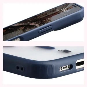 Etui z pierścieniem magnetycznym Bizon Case MatteO do Apple iPhone 17 Pro przydymione-granatowe