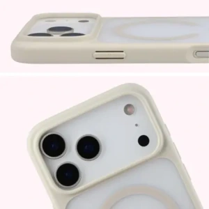 Etui z pierścieniem magnetycznym Bizon Case MatteO do Apple iPhone 17 Pro Max przydymione-beżowe