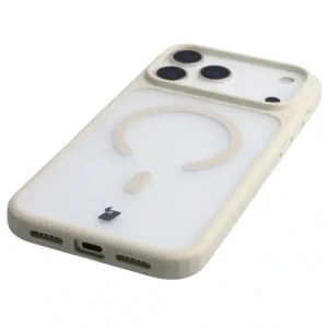 Etui z pierścieniem magnetycznym Bizon Case MatteO do Apple iPhone 17 Pro Max przydymione-beżowe