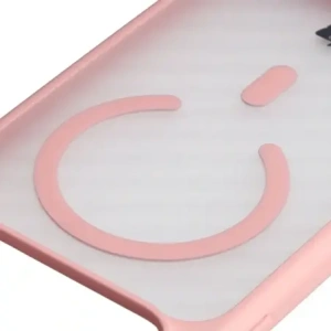 Etui z pierścieniem magnetycznym Bizon Case MatteO do Apple iPhone 17 Pro Max przydymione-jasnoróżowe