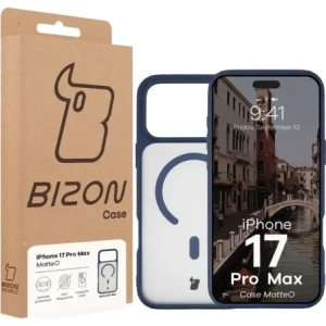 Etui z pierścieniem magnetycznym Bizon Case MatteO do Apple iPhone 17 Pro Max przydymione-granatowe