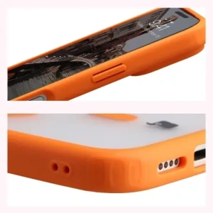 Etui z pierścieniem magnetycznym Bizon Case MatteO do Apple iPhone 17 Pro przydymione-pomarańczowe