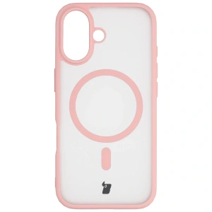 Etui z pierścieniem magnetycznym Bizon Case MatteO do Apple iPhone 17 przydymione-jasnoróżowe