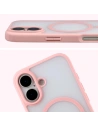 Etui z pierścieniem magnetycznym Bizon Case MatteO do Apple iPhone 17 przydymione-jasnoróżowe