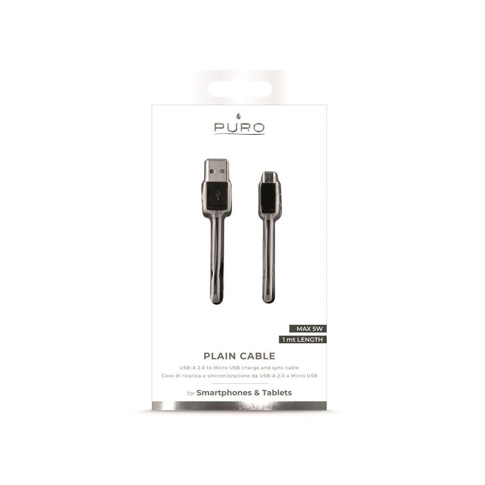 Hurtownia GSM - Kabel PURO micro USB na USB, 1A, 1m (černý) - PUR035BLK - {ean13} - Hurt