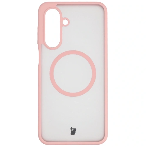 Etui z pierścieniem magnetycznym Bizon Case MatteO do Samsung Galaxy A17 5G przydymione-jasnoróżowe
