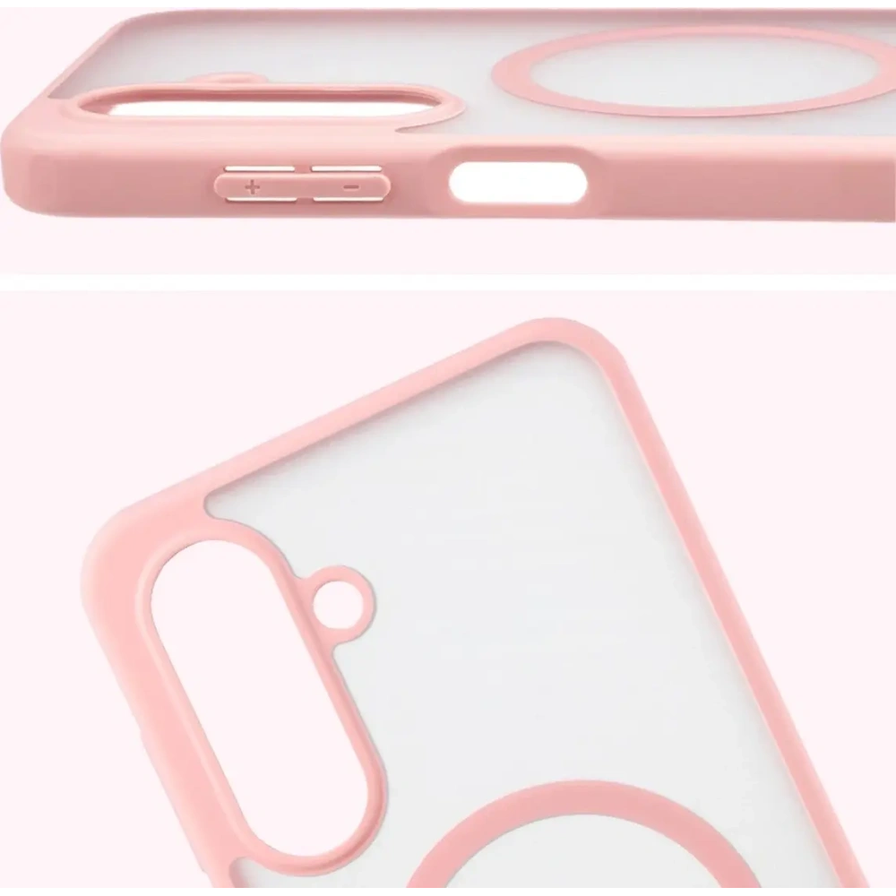 Etui z pierścieniem magnetycznym Bizon Case MatteO do Samsung Galaxy A17 5G przydymione-jasnoróżowe