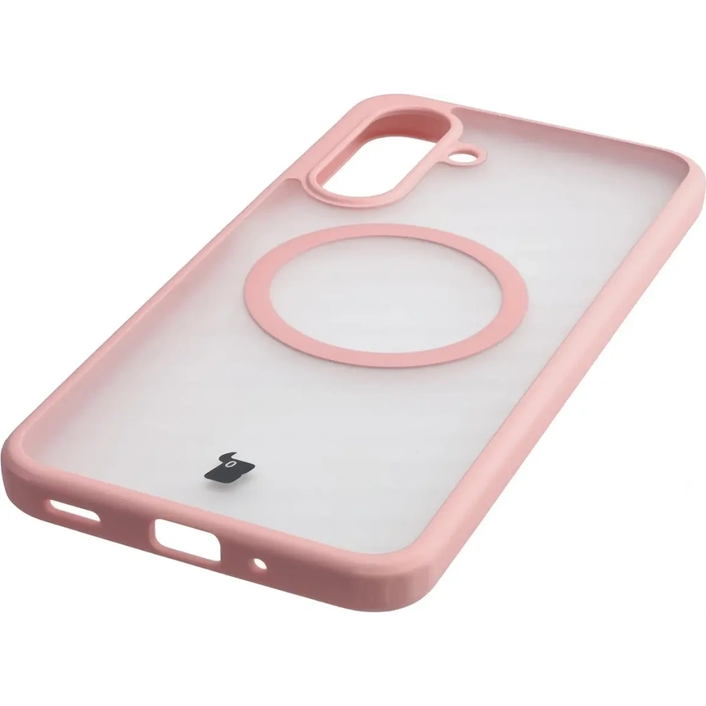 Etui z pierścieniem magnetycznym Bizon Case MatteO do Samsung Galaxy A17 5G przydymione-jasnoróżowe