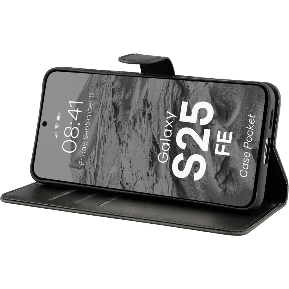 Etui z klapką Bizon Case Pocket do Samsung Galaxy S25 FE czarne