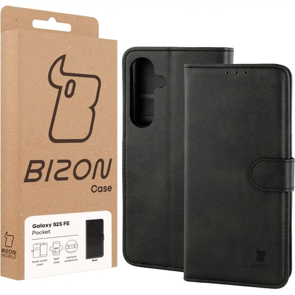 Etui z klapką Bizon Case Pocket do Samsung Galaxy S25 FE czarne