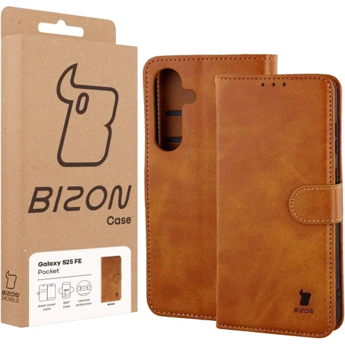 Etui z klapką Bizon Case Pocket do Samsung Galaxy S25 FE brązowe