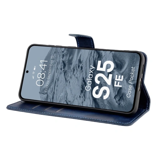 Etui z klapką Bizon Case Pocket do Samsung Galaxy S25 FE granatowe