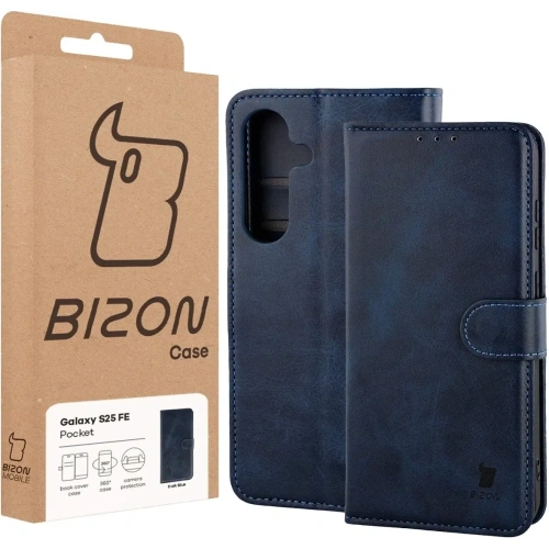 Etui z klapką Bizon Case Pocket do Samsung Galaxy S25 FE granatowe