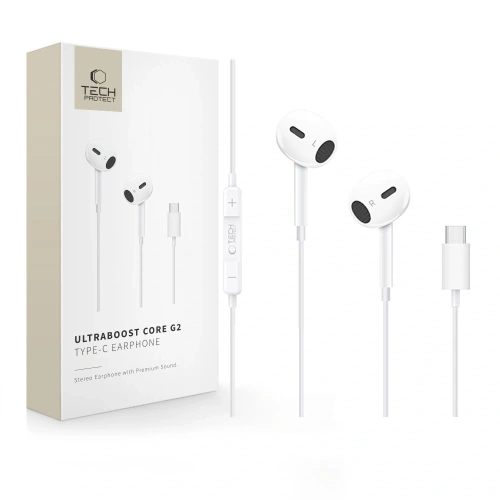 Słuchawki douszne Tech-Protect Ultraboost USB-C Earphone Core G2 White