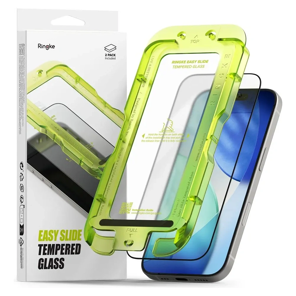 Szkło hartowane Ringke Easy Slide do Apple iPhone 17 Black [2 PACK]