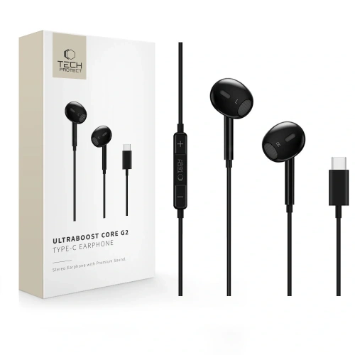 Słuchawki douszne Tech-Protect Ultraboost USB-C Earphone Core G2 Black