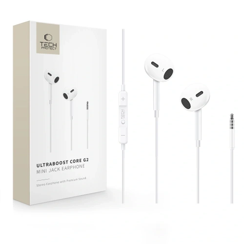Słuchawki douszne Tech-Protect Ultraboost Mini Jack Earphone Core G2 White
