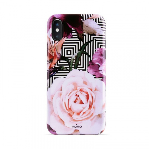 Puro Distributor - 8033830276637 - PUR051PNK - PURO Glam Geo Flowers Apple iPhone XS/X (Pink Peonies) - B2B homescreen