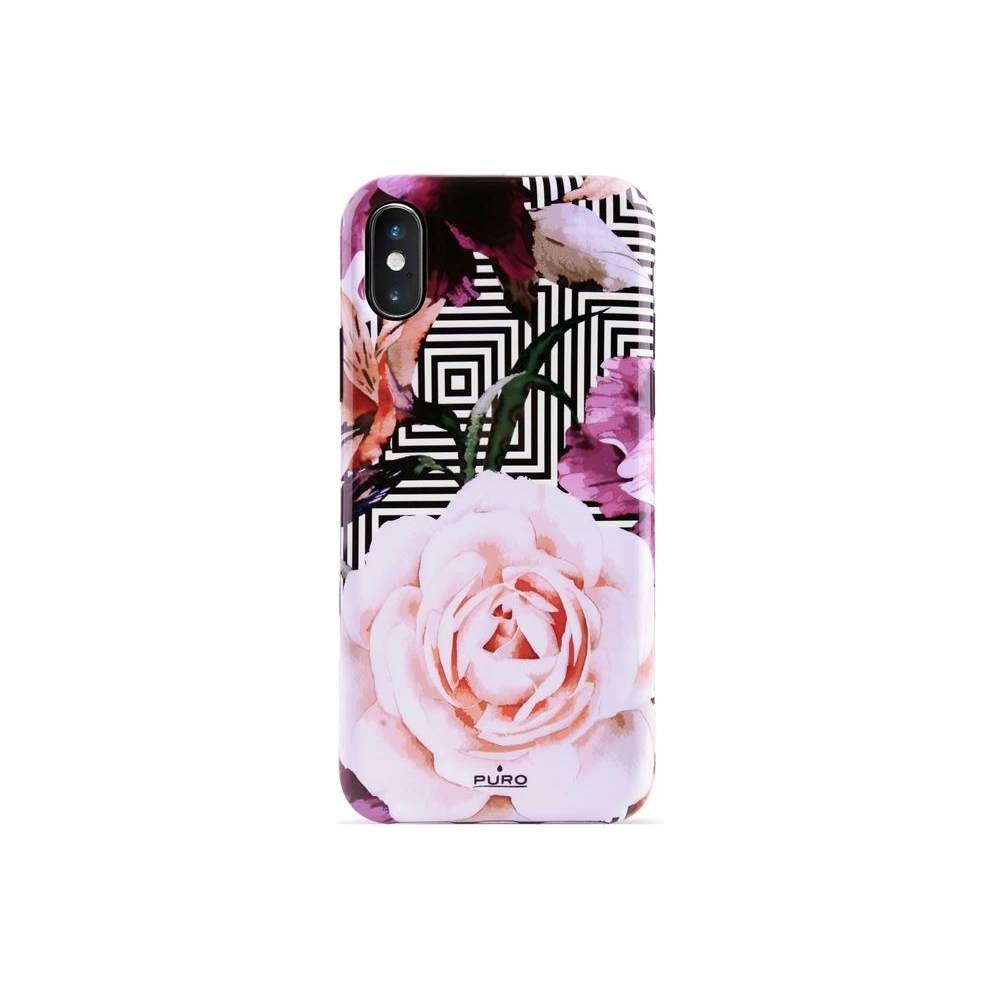 Hurtownia GSM - Etui PURO Glam Geo Flowers Apple iPhone XS/X (Růžové pivoňky) - PUR051PNK - {ean13} - Hurt