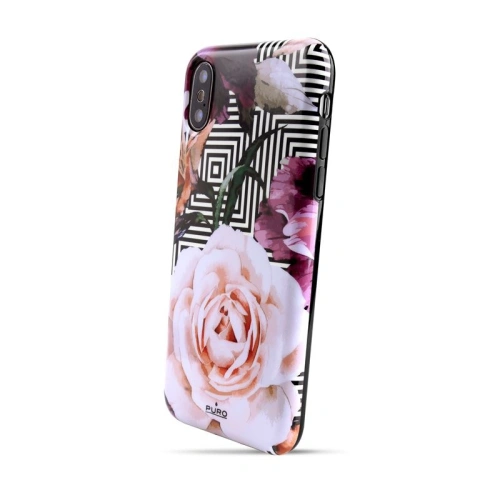 Etui PURO Glam Geo Flowers Apple iPhone XS/X (Pink Peonies)