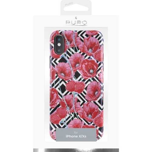 Etui PURO Glam Geo Flowers Apple iPhone XS/X (Red Poppies)